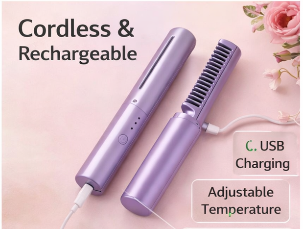 Cordless Mini Hair Straightener Comb | Clear Cart